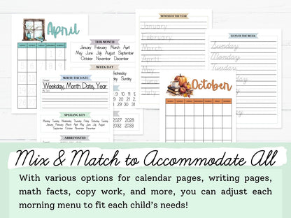 Homeschool Morning Menus | 2025-2026 School Year