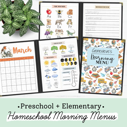 Homeschool Morning Menus | 2025-2026 School Year