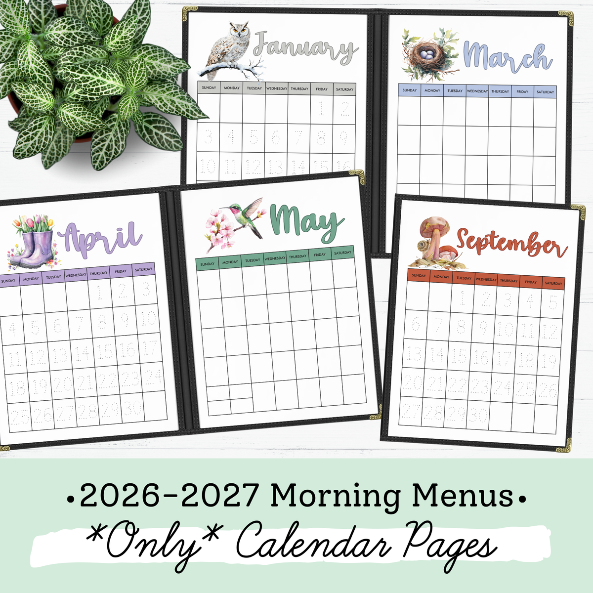 Homeschool Morning Menus CALENDAR ONLY | 2026-2027 School Year