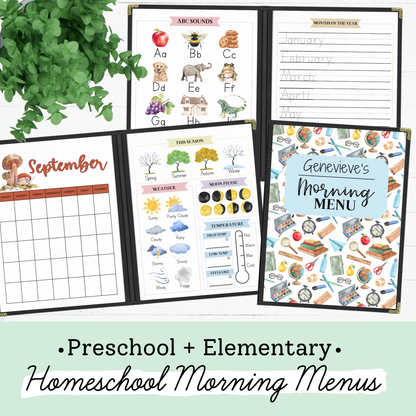 Homeschool Morning Menus | 2026-2027 School Year